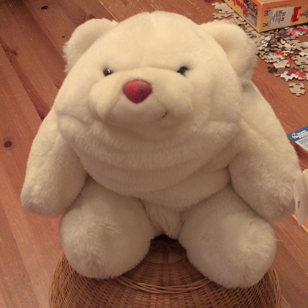 Vintage Gund Snuffles White Polar Bear Plush 12" Stuffed Animal Sits 1980 Korea